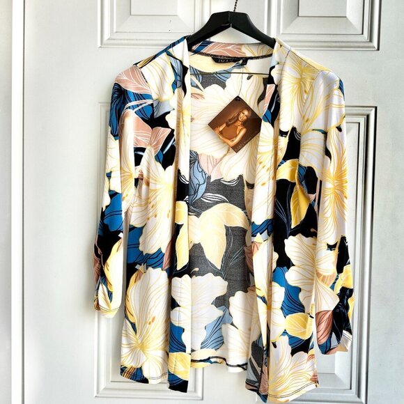 IMAN Global Chic Drapey Knit Topper NWT  Size L Chic and Easy to Wear - Picture 2 of 8